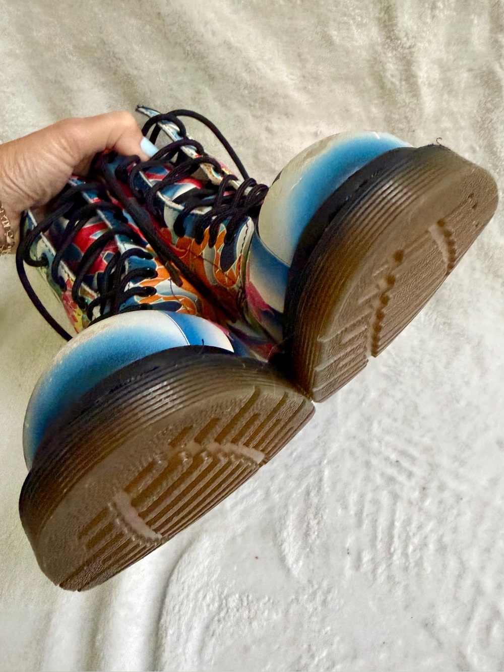 Dr. Martens 1460W Psych Tattoo Leather Strap Pascal‎ Combat Boots Women’s Size 9 - Picture 5 of 15